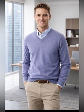 Brooks Brothers Lightweight Light Purple Men's V Neck Sweater.  Size SM. EUC!